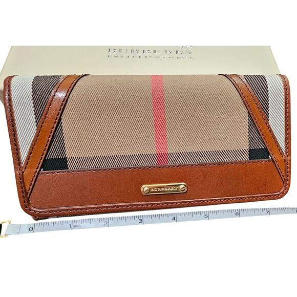 Burberry Brown/Beige House Check Fabric and Leather Leighton Continental Wallet - Picture 14 of 14